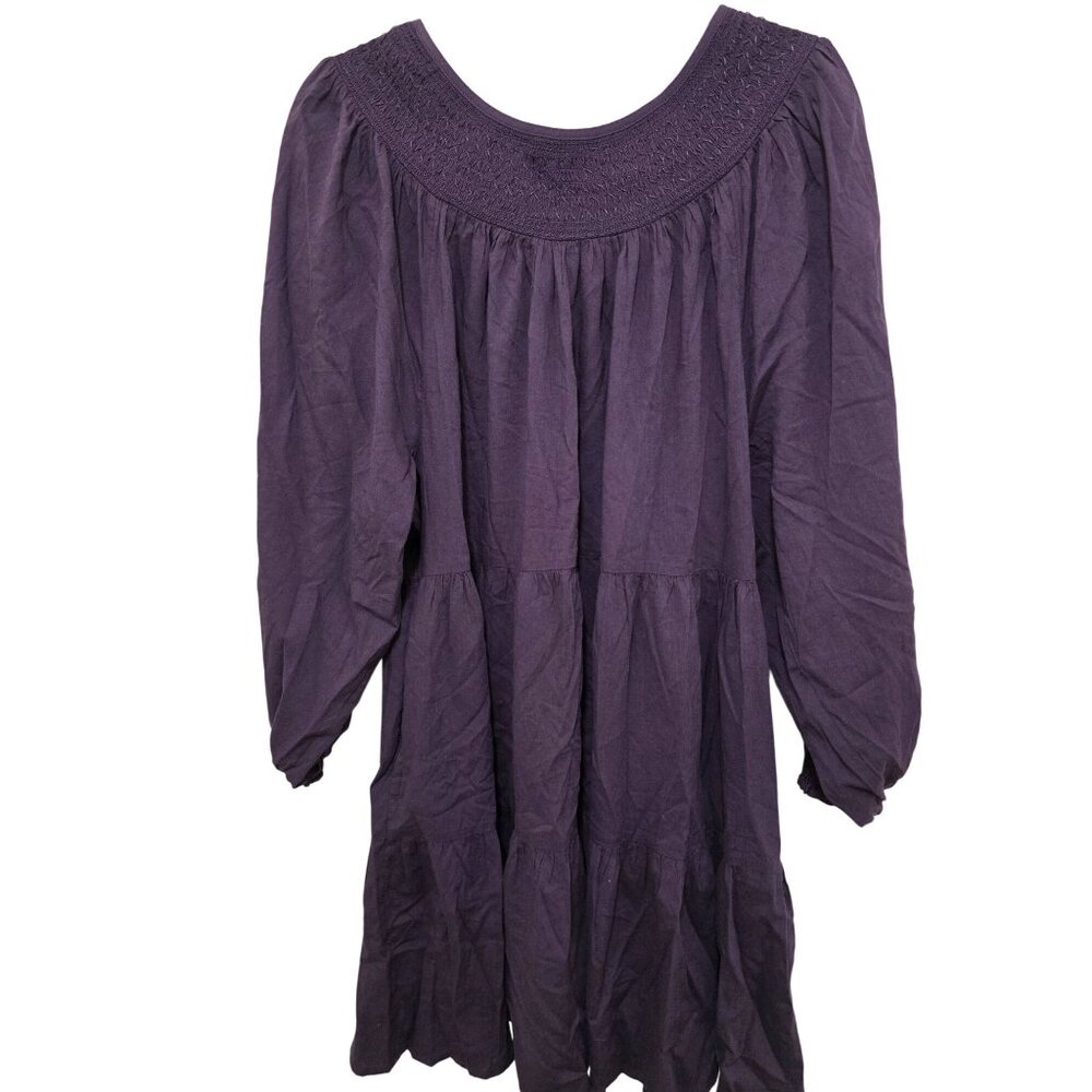 Old Navy Women XLPurple Prairie-Style Smocked Yoke Tiered Bohemia Fairy Dress